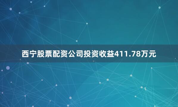 西宁股票配资公司投资收益411.78万元
